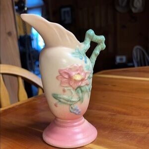 Vintage HULL W3-54 Ceramic Pitcher with Floral Design